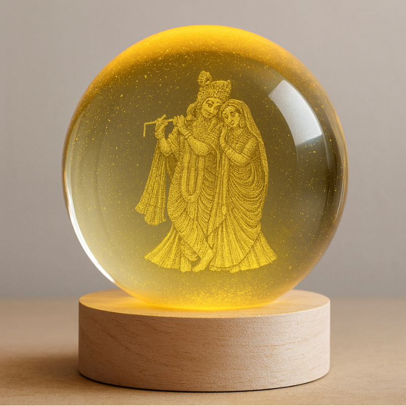 Radha Krishna In Crystal Ball